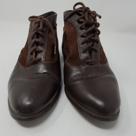 Vintage  80s Apache Leather Lace Up Booties - Picture 1 of 5